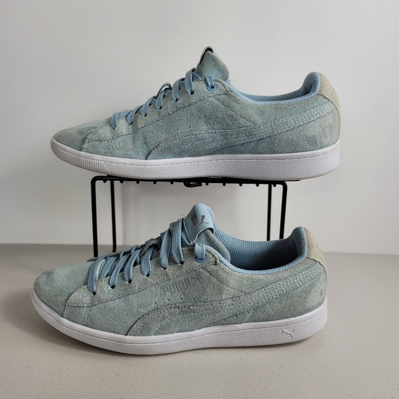 Puma Womens Suede Vikky 367991 01 Light Blue Shoes - Picture 1 of 12